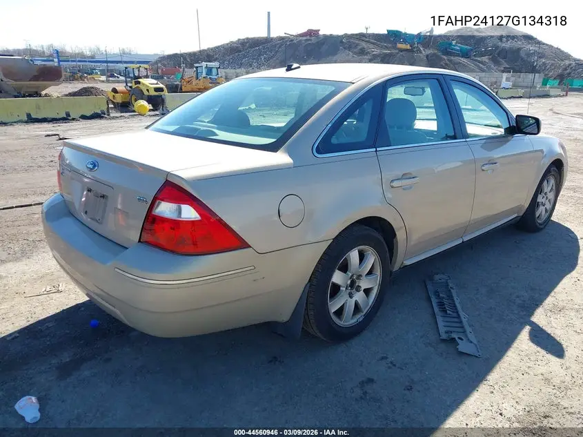 2007 Ford Five Hundred Sel VIN: 1FAHP24127G134318 Lot: 44560946