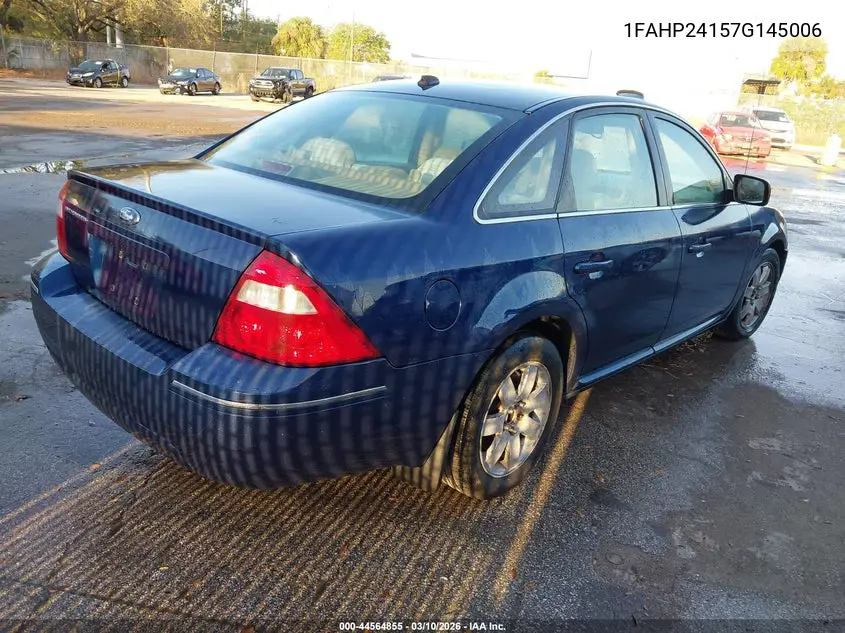 2007 Ford Five Hundred Sel VIN: 1FAHP24157G145006 Lot: 44564855