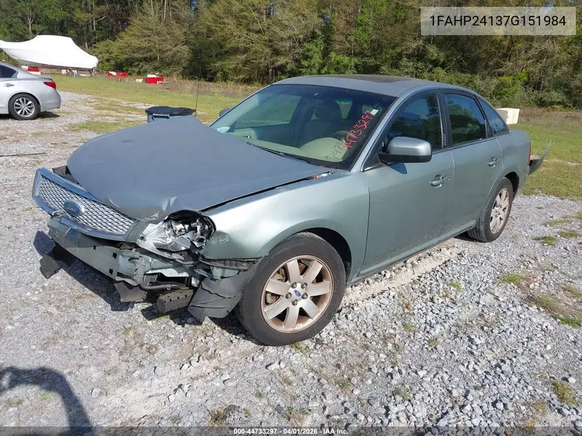 2007 Ford Five Hundred Sel VIN: 1FAHP24137G151984 Lot: 44733297