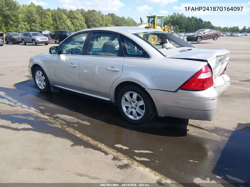 2007 Ford Five Hundred Sel VIN: 1FAHP24187G164097 Lot: 45124907
