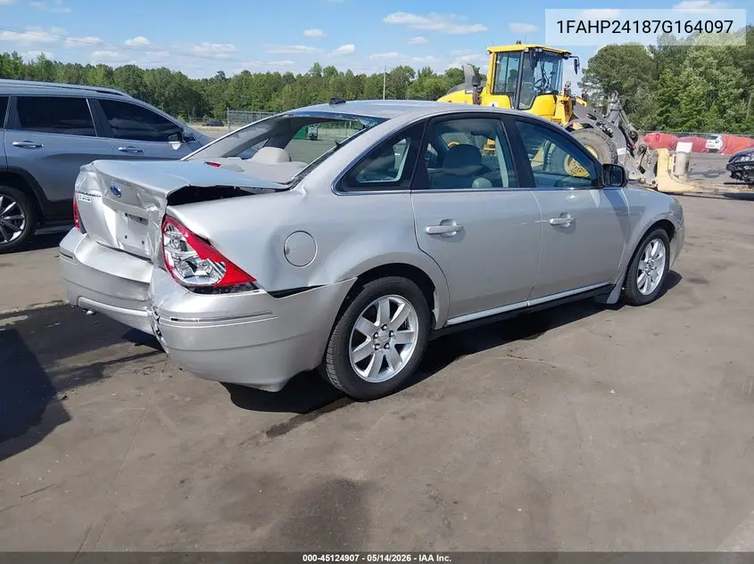 2007 Ford Five Hundred Sel VIN: 1FAHP24187G164097 Lot: 45124907