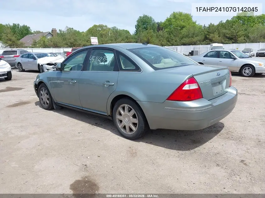 2007 Ford Five Hundred Sel VIN: 1FAHP24107G142045 Lot: 45168351