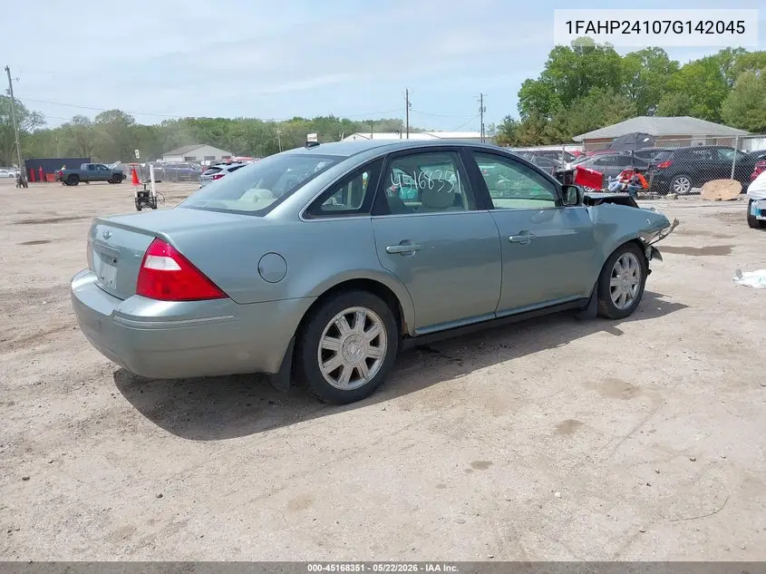 2007 Ford Five Hundred Sel VIN: 1FAHP24107G142045 Lot: 45168351