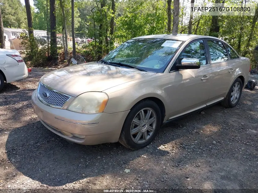 2007 Ford Five Hundred Limited VIN: 1FAFP25167G108830 Lot: 45195129