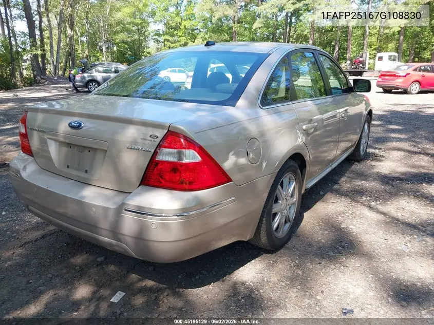 2007 Ford Five Hundred Limited VIN: 1FAFP25167G108830 Lot: 45195129