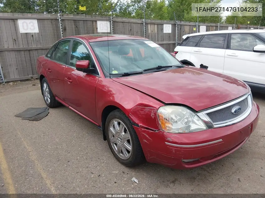 2007 Ford Five Hundred Sel VIN: 1FAHP27147G104233 Lot: 45380946