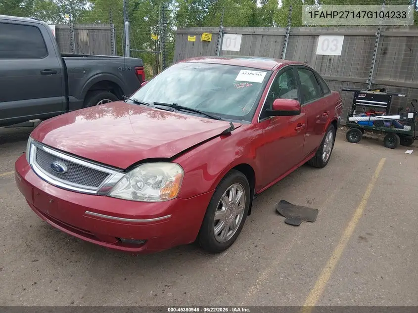 2007 Ford Five Hundred Sel VIN: 1FAHP27147G104233 Lot: 45380946
