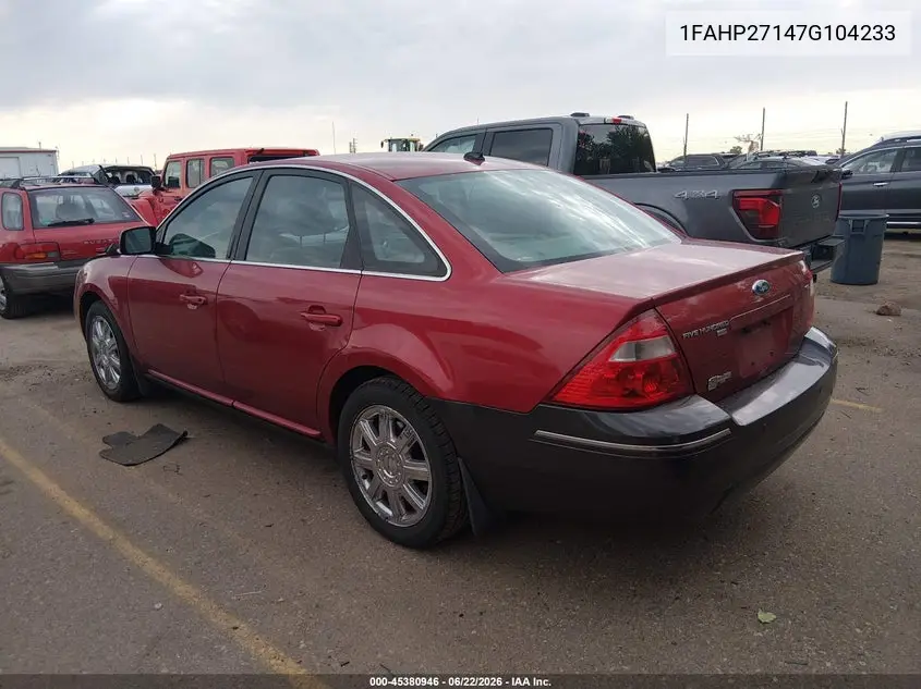 2007 Ford Five Hundred Sel VIN: 1FAHP27147G104233 Lot: 45380946