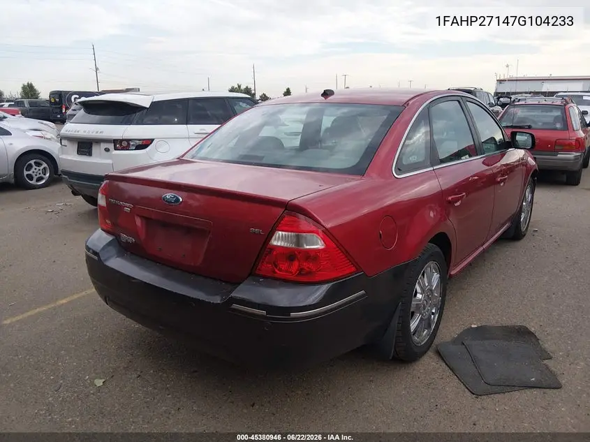 2007 Ford Five Hundred Sel VIN: 1FAHP27147G104233 Lot: 45380946