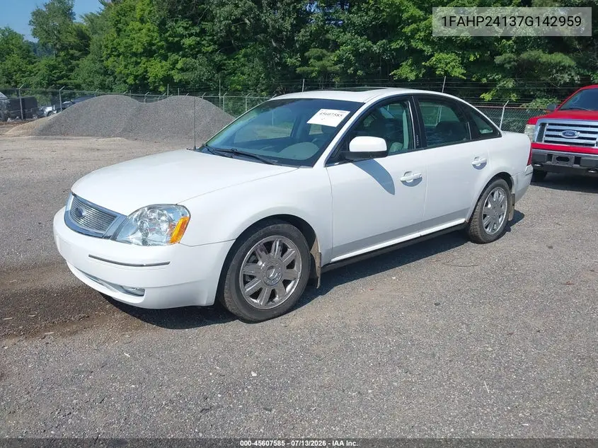 2007 Ford Five Hundred Sel VIN: 1FAHP24137G142959 Lot: 45607585