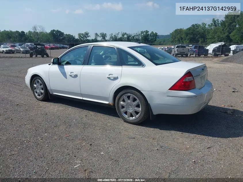 2007 Ford Five Hundred Sel VIN: 1FAHP24137G142959 Lot: 45607585