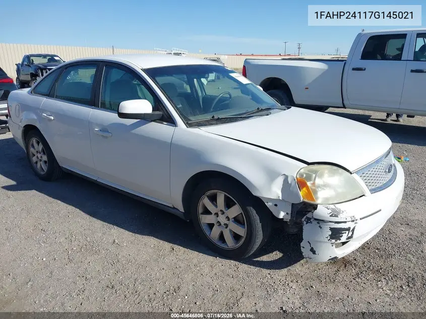 2007 Ford Five Hundred Sel VIN: 1FAHP24117G145021 Lot: 45646806