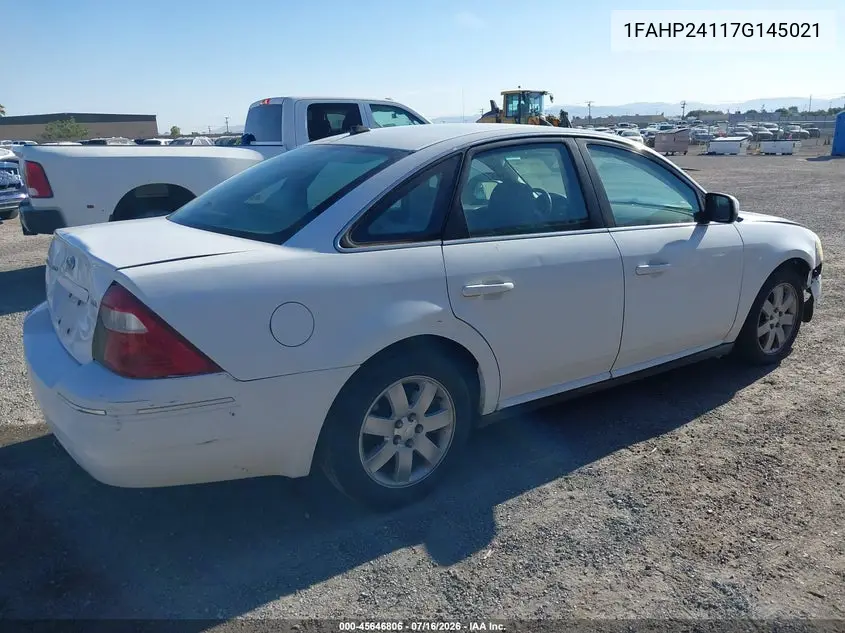 2007 Ford Five Hundred Sel VIN: 1FAHP24117G145021 Lot: 45646806