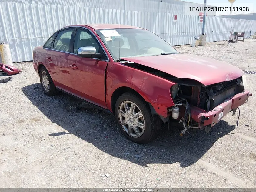2007 Ford Five Hundred Limited VIN: 1FAHP25107G151908 Lot: 45666068