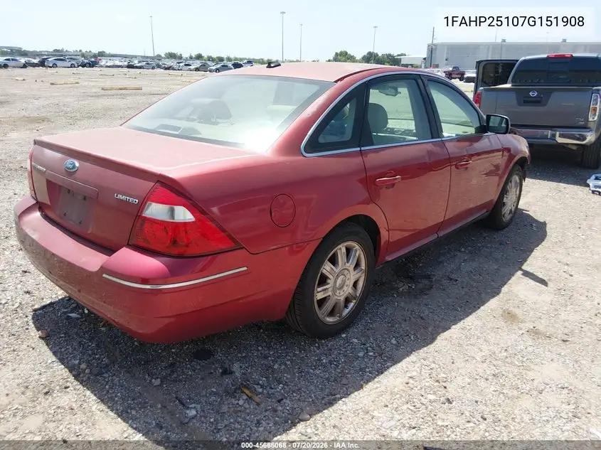2007 Ford Five Hundred Limited VIN: 1FAHP25107G151908 Lot: 45666068