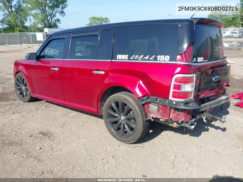 2013 Ford Flex Sel VIN: 2FMGK5C88DBD02725 Lot: 45348325