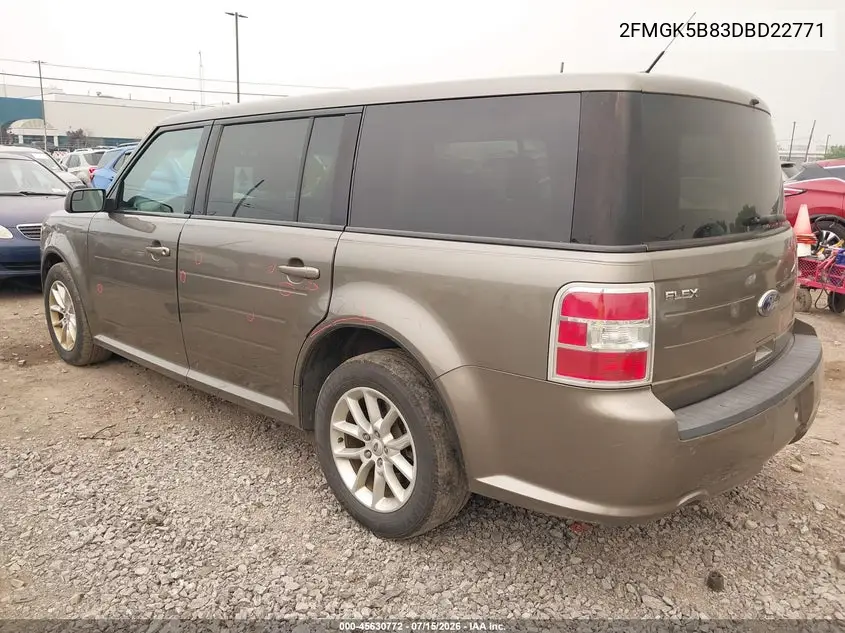 2013 Ford Flex Se VIN: 2FMGK5B83DBD22771 Lot: 45630772