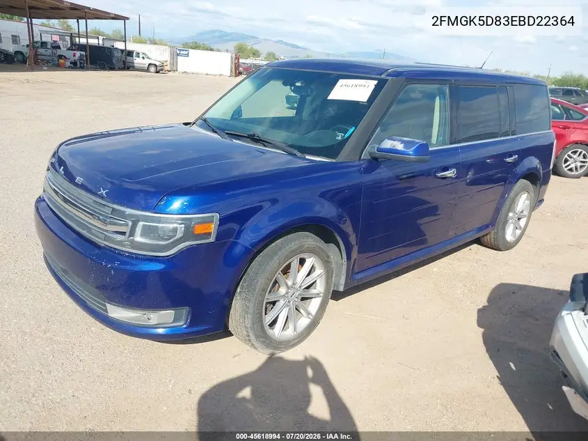 2014 Ford Flex Limited VIN: 2FMGK5D83EBD22364 Lot: 45618994