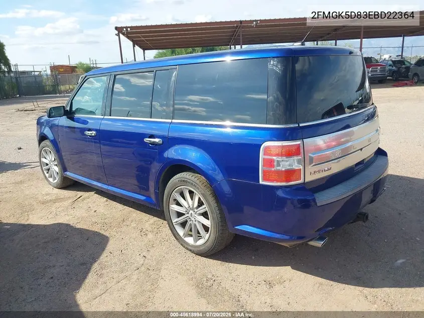 2014 Ford Flex Limited VIN: 2FMGK5D83EBD22364 Lot: 45618994