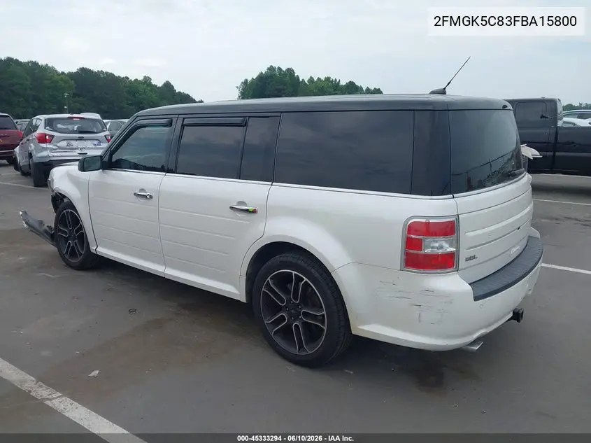 2015 Ford Flex Sel VIN: 2FMGK5C83FBA15800 Lot: 45333294