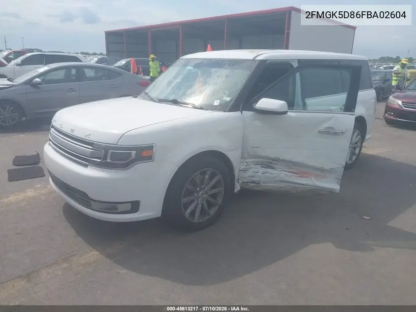 2015 Ford Flex Limited VIN: 2FMGK5D86FBA02604 Lot: 45613217
