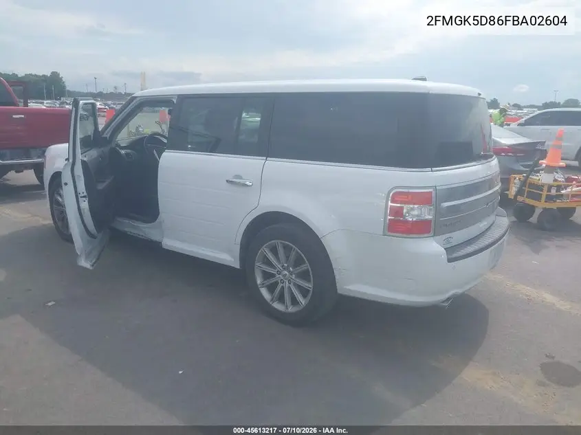 2015 Ford Flex Limited VIN: 2FMGK5D86FBA02604 Lot: 45613217