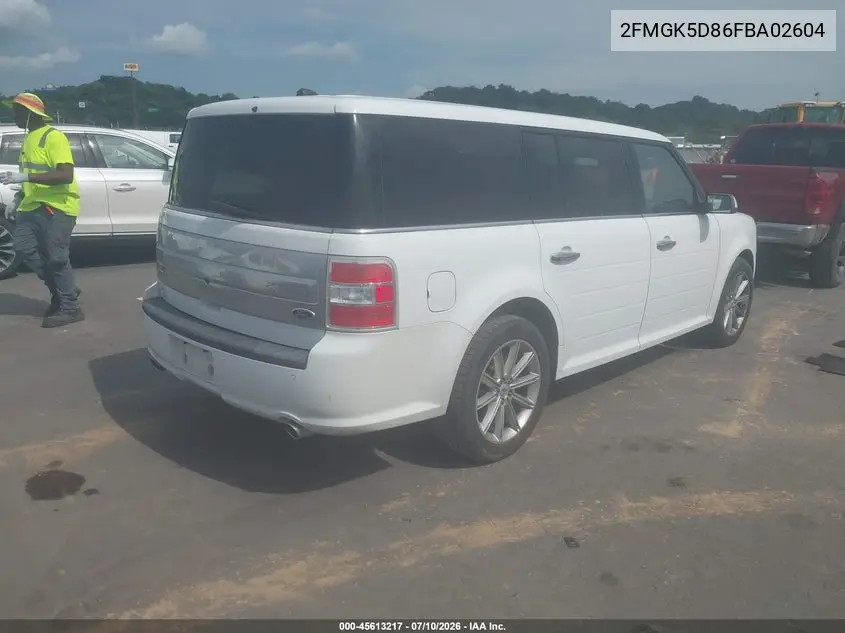 2015 Ford Flex Limited VIN: 2FMGK5D86FBA02604 Lot: 45613217