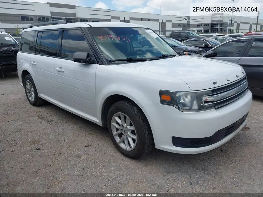 2016 Ford Flex Se VIN: 2FMGK5B8XGBA14064 Lot: 45191833