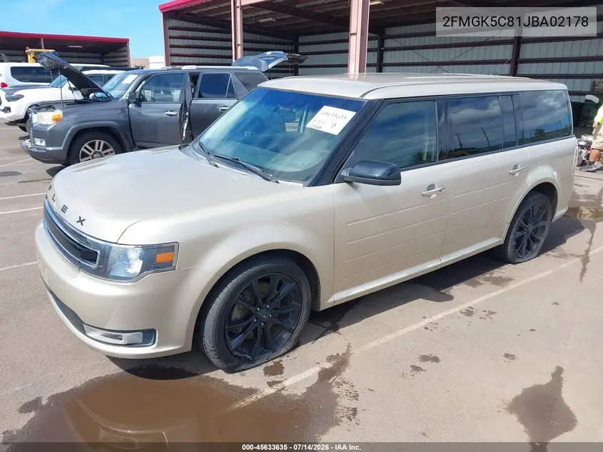 2018 Ford Flex Sel VIN: 2FMGK5C81JBA02178 Lot: 45633635