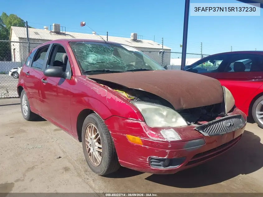 2005 Ford Focus Zx5 VIN: 3FAFP37N15R137230 Lot: 45322714