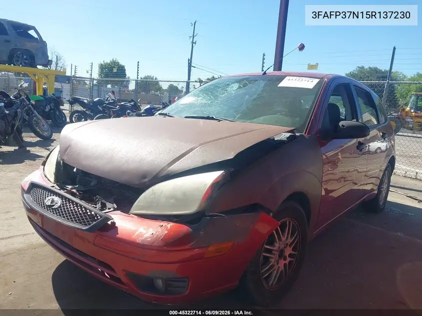 2005 Ford Focus Zx5 VIN: 3FAFP37N15R137230 Lot: 45322714
