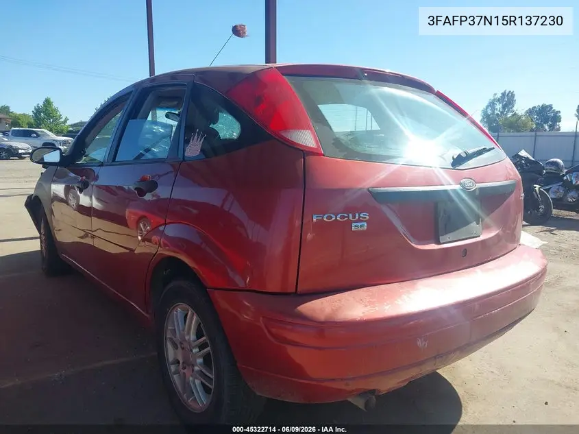 2005 Ford Focus Zx5 VIN: 3FAFP37N15R137230 Lot: 45322714