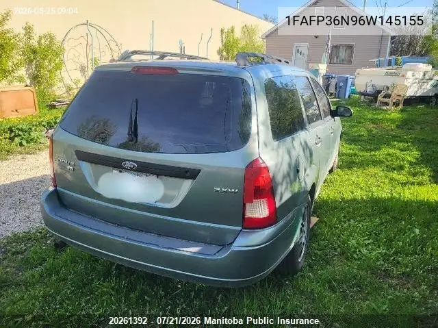 2006 Ford Focus Zxw Se VIN: 1FAFP36N96W145155 Lot: 20261392