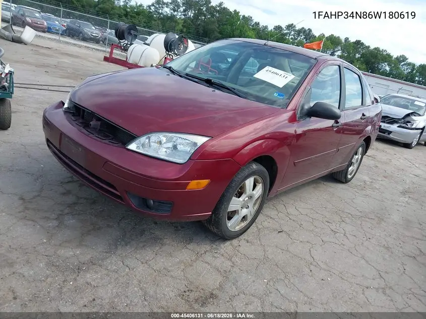 2006 Ford Focus Zx4 VIN: 1FAHP34N86W180619 Lot: 45406131