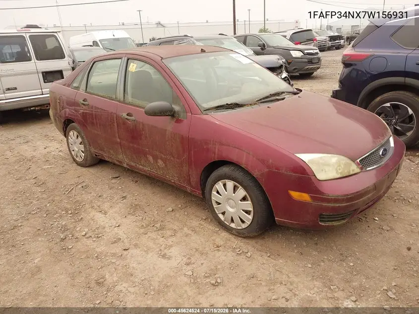 2007 Ford Focus S/Se/Ses VIN: 1FAFP34NX7W156931 Lot: 45624524