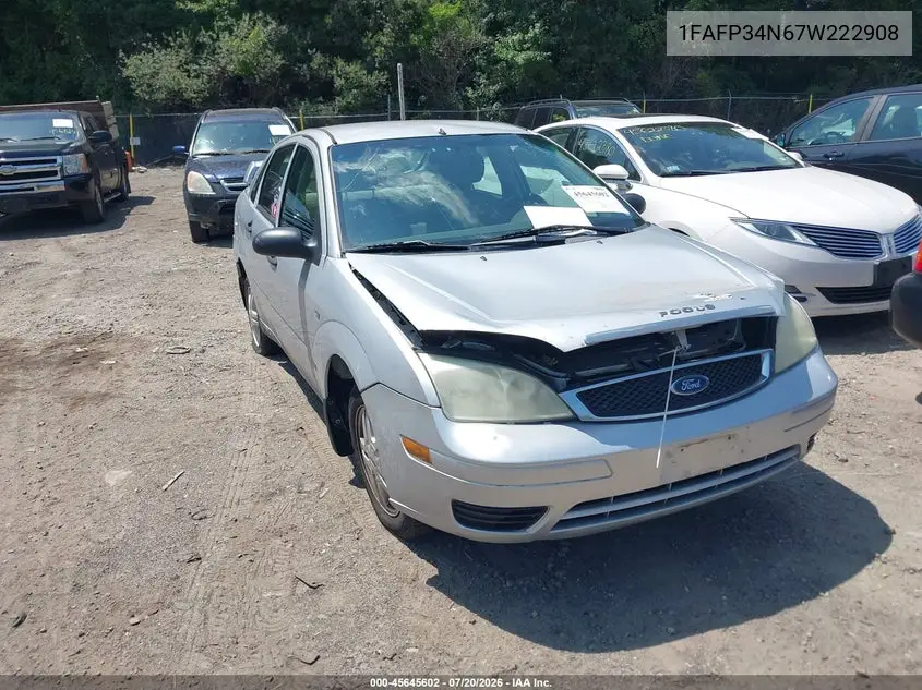 2007 Ford Focus S/Se/Ses VIN: 1FAFP34N67W222908 Lot: 45645602