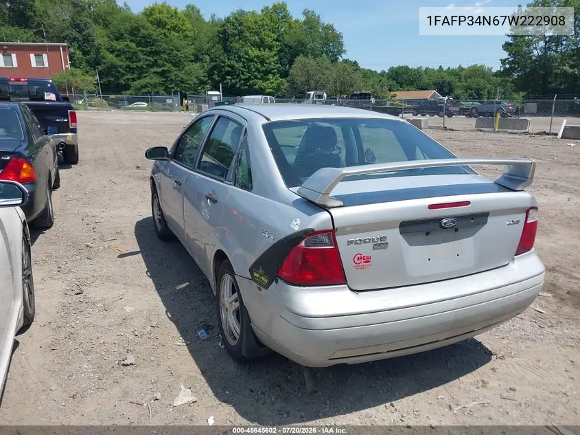 2007 Ford Focus S/Se/Ses VIN: 1FAFP34N67W222908 Lot: 45645602