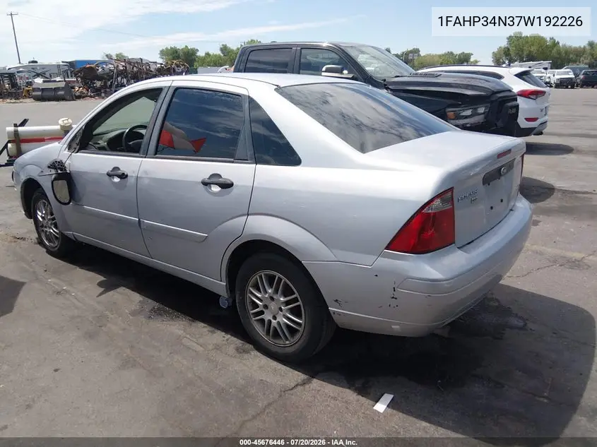 2007 Ford Focus S/Se/Ses VIN: 1FAHP34N37W192226 Lot: 45676446