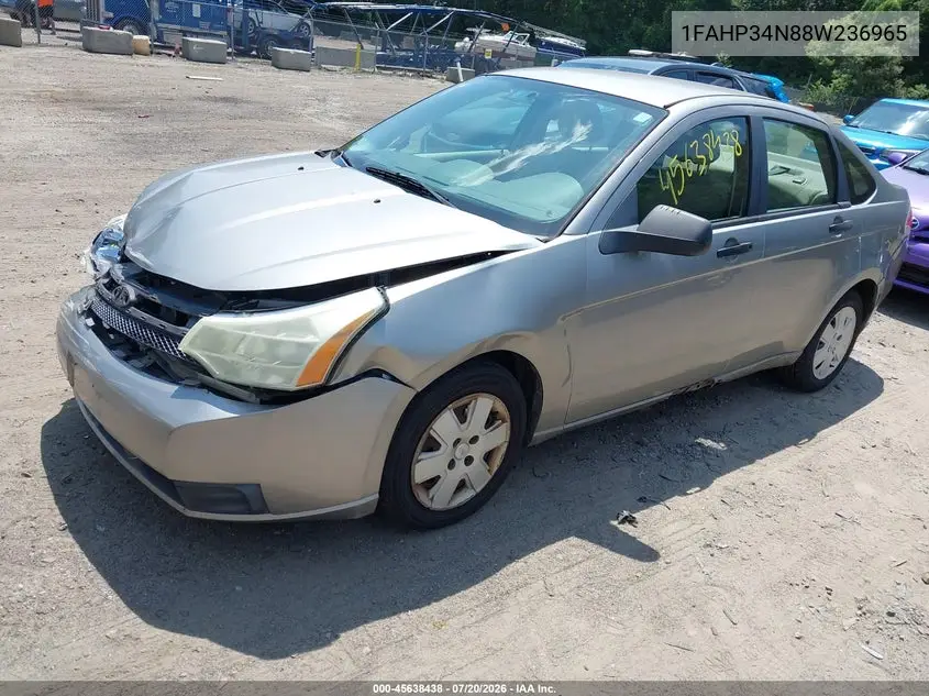 2008 Ford Focus S VIN: 1FAHP34N88W236965 Lot: 45638438