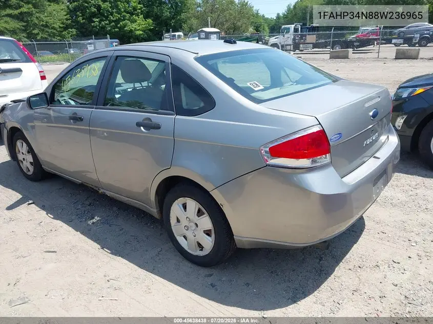 2008 Ford Focus S VIN: 1FAHP34N88W236965 Lot: 45638438