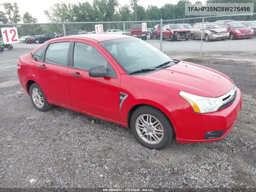 2008 Ford Focus Se VIN: 1FAHP35N28W275498 Lot: 45643014