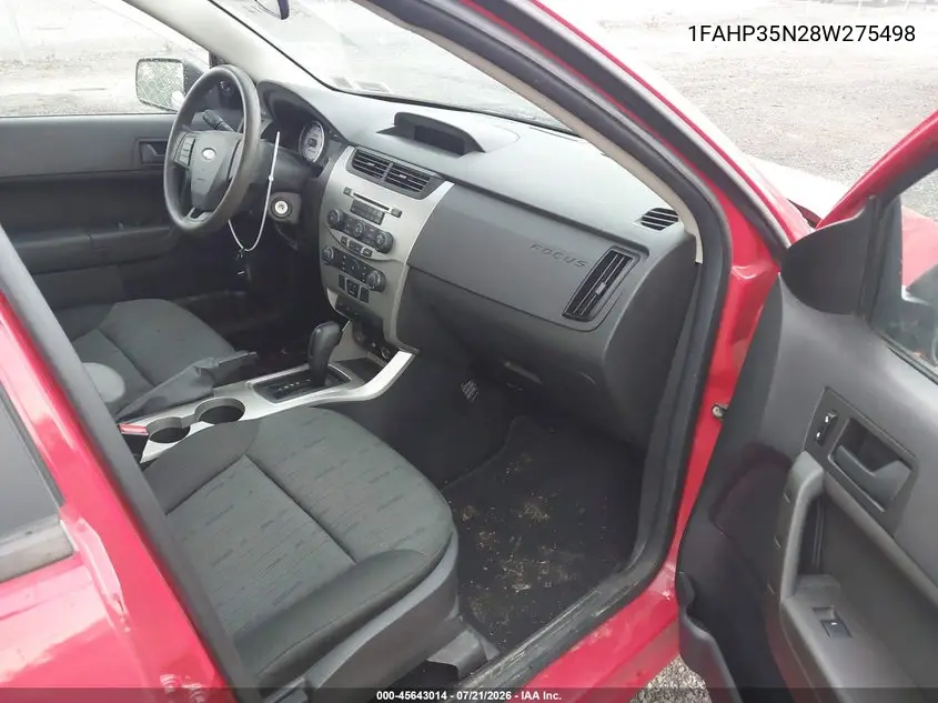 2008 Ford Focus Se VIN: 1FAHP35N28W275498 Lot: 45643014