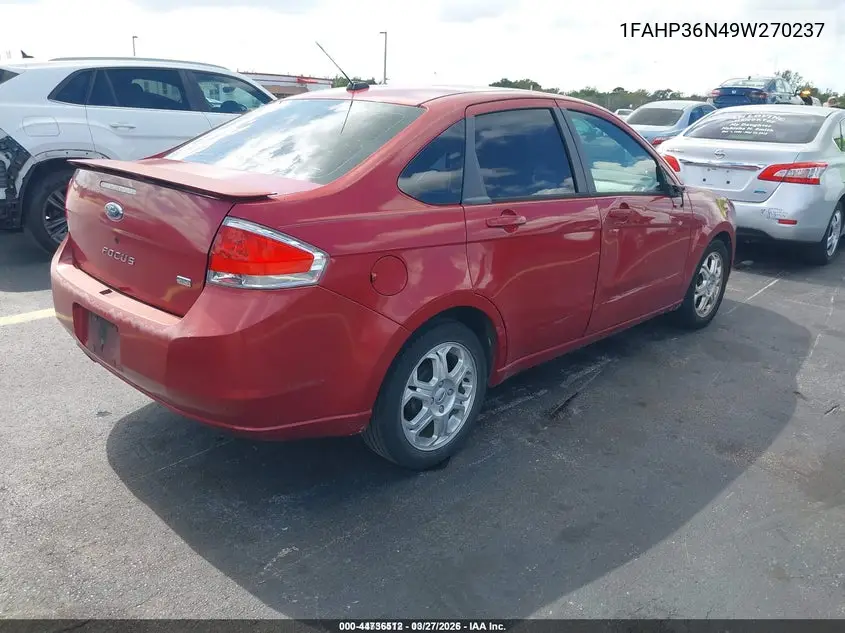 1FAHP36N49W270237 2009 Ford Focus Ses