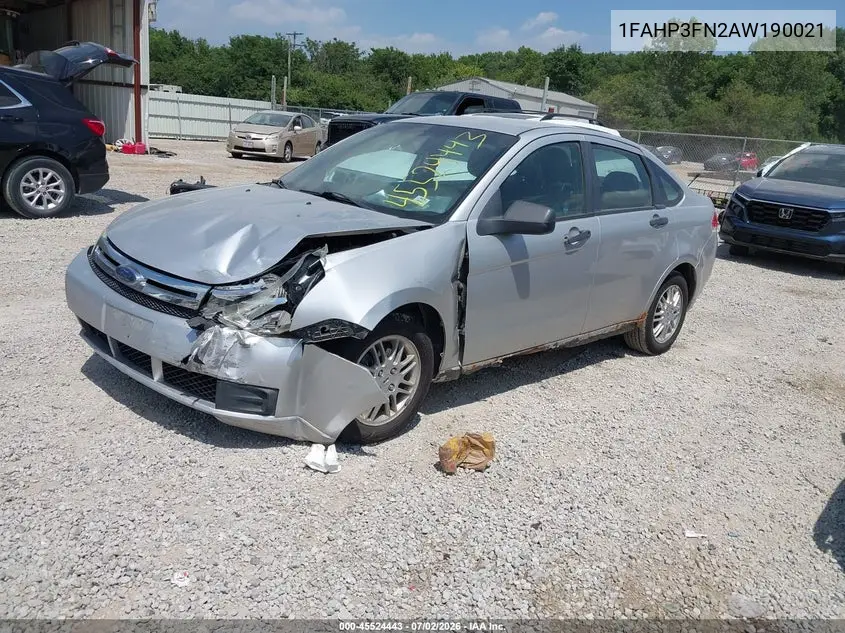 2010 Ford Focus Se VIN: 1FAHP3FN2AW190021 Lot: 45524443