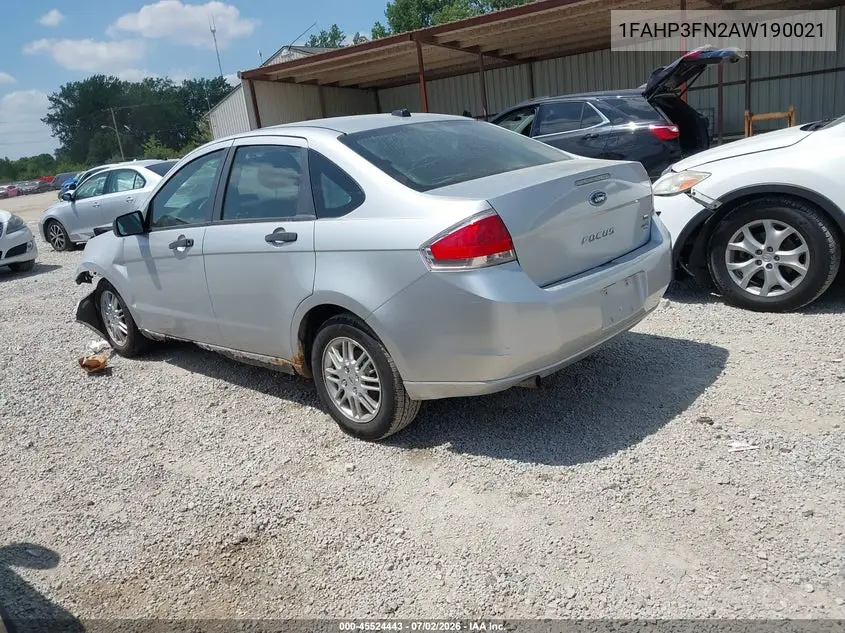 2010 Ford Focus Se VIN: 1FAHP3FN2AW190021 Lot: 45524443