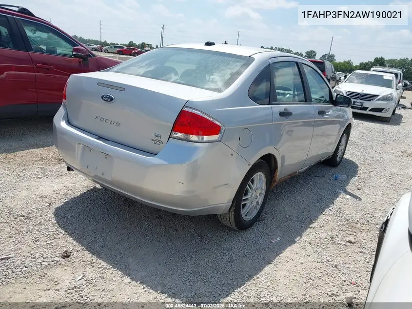 2010 Ford Focus Se VIN: 1FAHP3FN2AW190021 Lot: 45524443