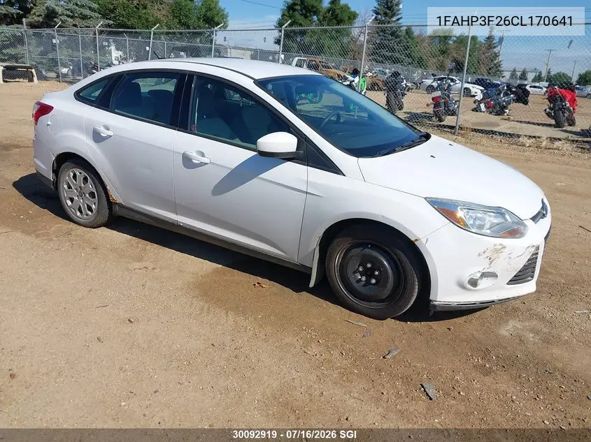 2012 Ford Focus Se VIN: 1FAHP3F26CL170641 Lot: 30092919