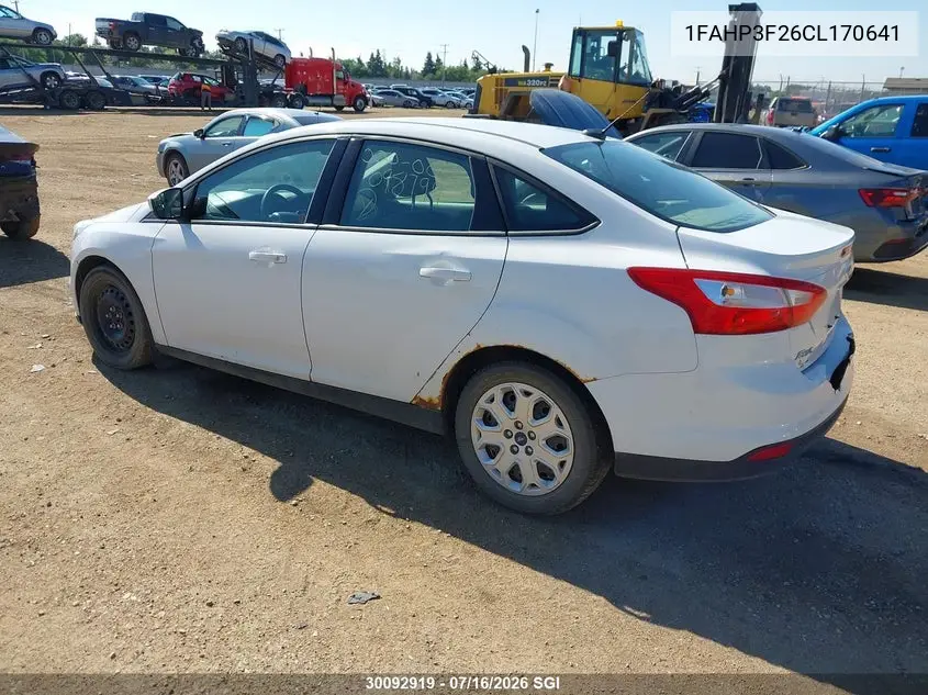 2012 Ford Focus Se VIN: 1FAHP3F26CL170641 Lot: 30092919