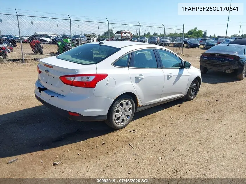 2012 Ford Focus Se VIN: 1FAHP3F26CL170641 Lot: 30092919