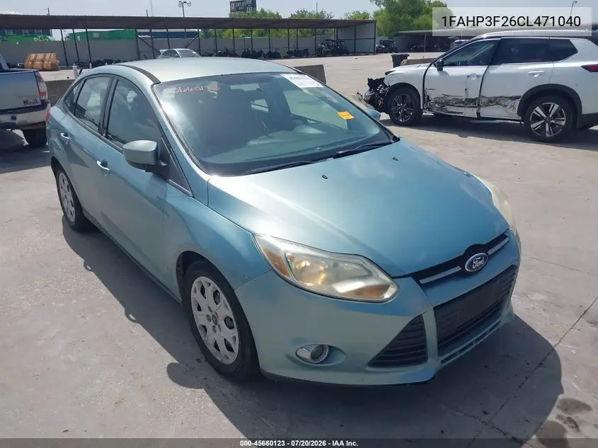 2012 Ford Focus Se VIN: 1FAHP3F26CL471040 Lot: 45660123